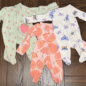 Carter's Baby Footie Sleepers - Mint Green, Peach, White with Prints